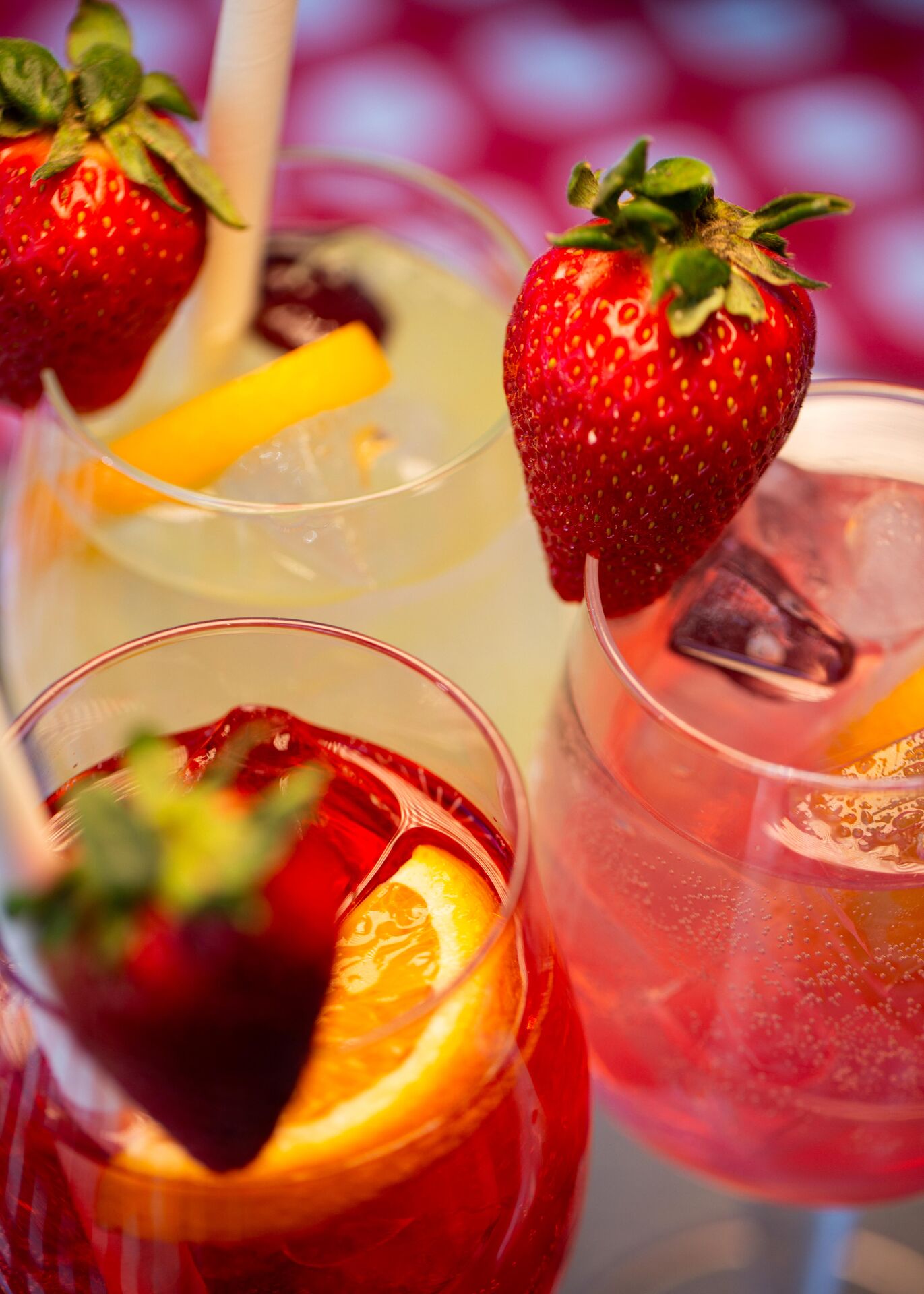 Aperol Spritz cocktails with strawberry