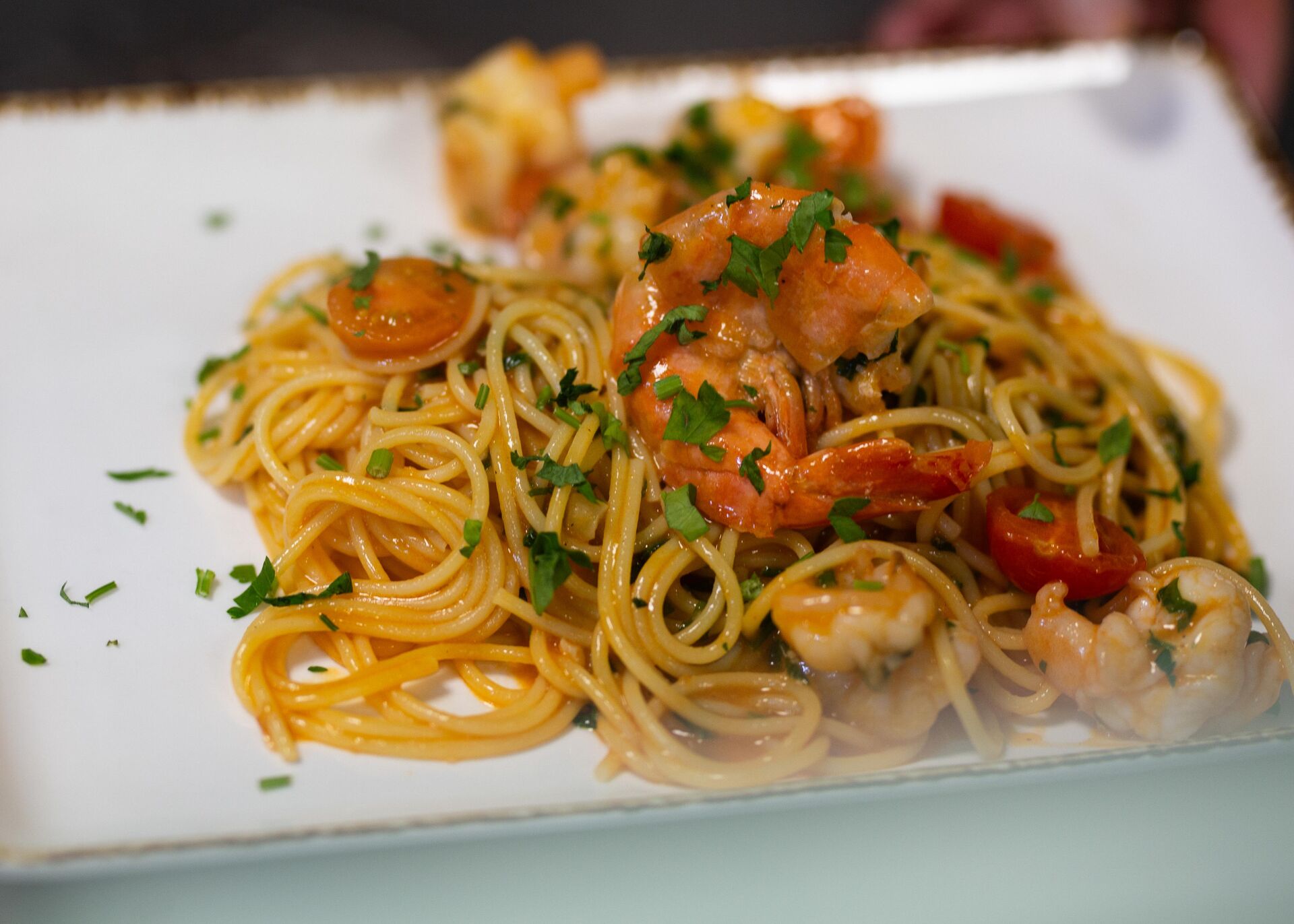 Pasta with prawns