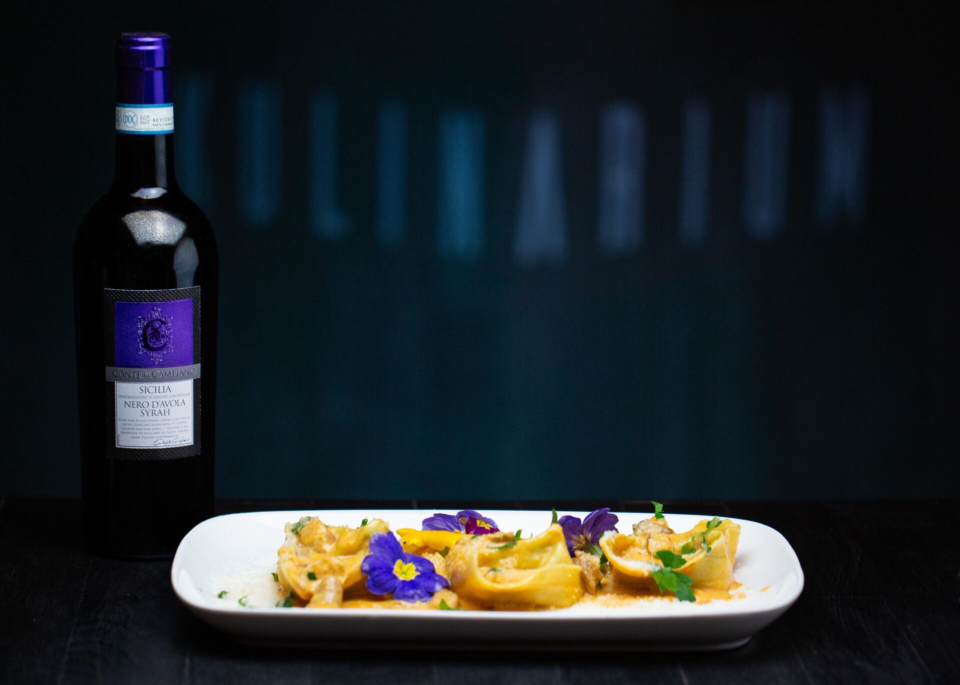 Pasta and wine